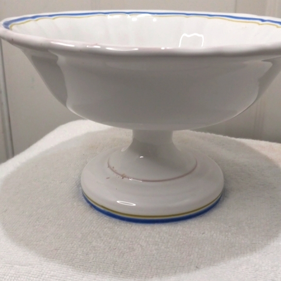 Mancer Bowl on Stand, Hand Painted Made in Italy, 8"x 18" around - Picture 5 of 8